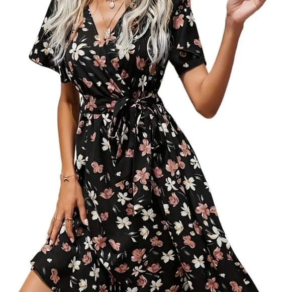 V-neck printed dress - Picture 3 of 3